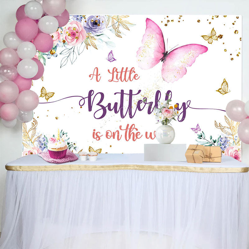 Lofaris Spring Color Floral Butterfly Baby Shower Backdrop