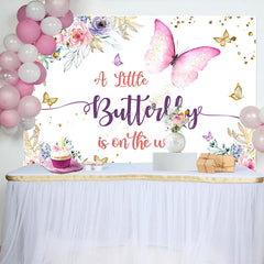 Lofaris Spring Color Floral Butterfly Baby Shower Backdrop