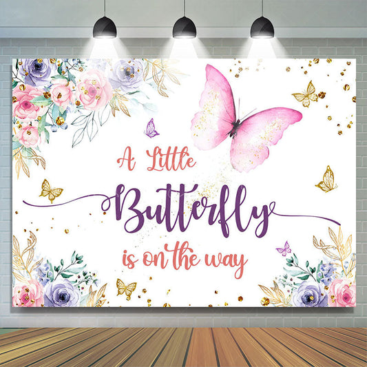 Lofaris Spring Color Floral Butterfly Baby Shower Backdrop