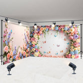 Lofaris Spring Color Floral Butterfly Wall Room Set Backdrop