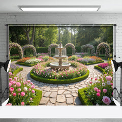 Lofaris Spring Color Floral Garden Fountain Wedding Backdrop