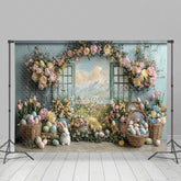 Lofaris Spring Color Floral Window Scene Easter Backdrop