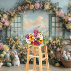 Lofaris Spring Color Floral Window Scene Easter Backdrop