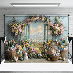 Lofaris Spring Color Floral Window Scene Easter Backdrop