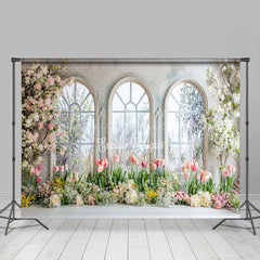 Lofaris Spring Color Floral Window Wedding Room Set Backdrop
