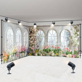 Lofaris Spring Color Floral Window Wedding Room Set Backdrop