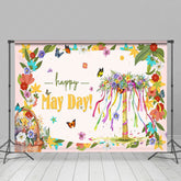 Lofaris Spring Colorful Basket Floral Happy May Day Backdrop