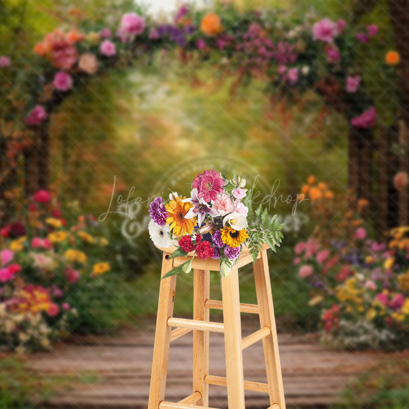 Lofaris Spring Colorful Floral Arch Forest Wedding Backdrop