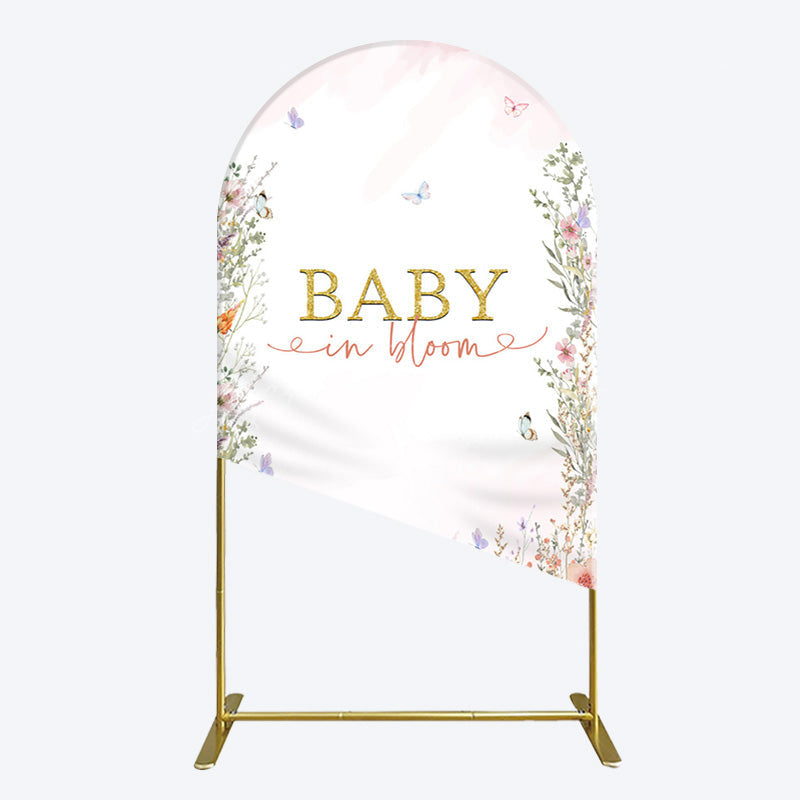 Lofaris Spring Colorful Floral Baby In Bloom Arch Backdrop