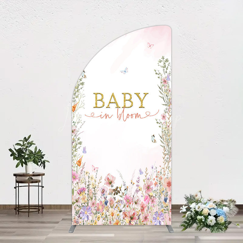 Lofaris Spring Colorful Floral Baby In Bloom Half Moon Arch Backdrop