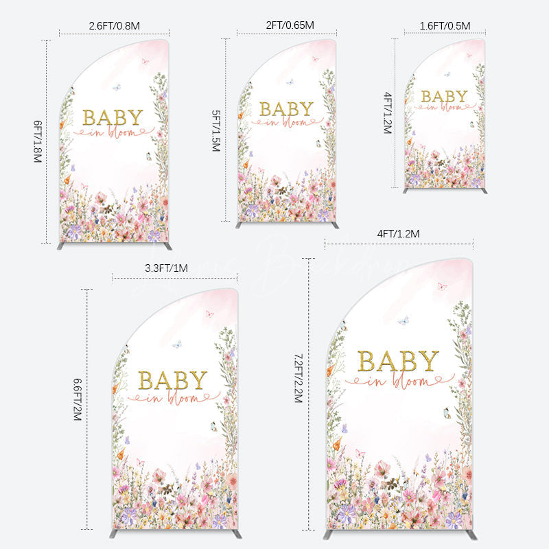 Lofaris Spring Colorful Floral Baby In Bloom Half Moon Arch Backdrop