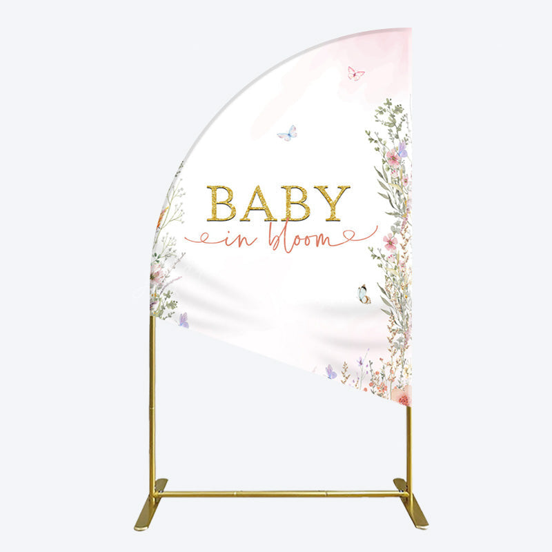 Lofaris Spring Colorful Floral Baby In Bloom Half Moon Arch Backdrop