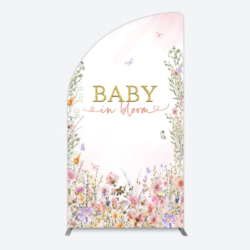 Lofaris Spring Colorful Floral Baby In Bloom Half Moon Arch Backdrop