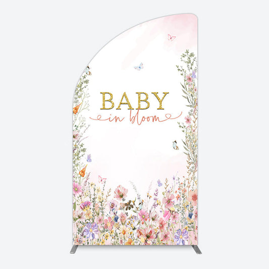 Lofaris Spring Colorful Floral Baby In Bloom Half Moon Arch Backdrop