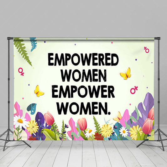 Lofaris Spring Colorful Floral Black Empower Women Backdrop