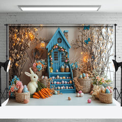 Lofaris Spring Colorful Floral Bunny Eggs Easter Backdrop