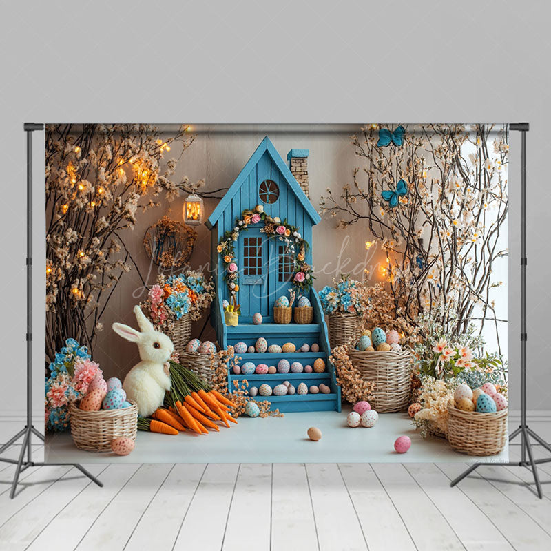 Lofaris Spring Colorful Floral Bunny Eggs Easter Backdrop