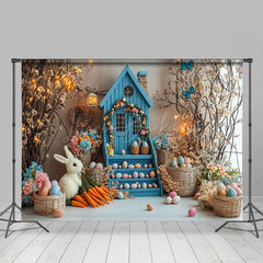 Lofaris Spring Colorful Floral Bunny Eggs Easter Backdrop