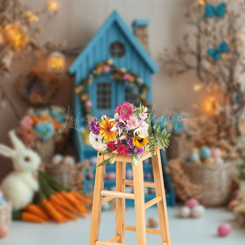 Lofaris Spring Colorful Floral Bunny Eggs Easter Backdrop