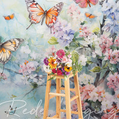 Lofaris Spring Colorful Floral Butterflies Photo Backdrop