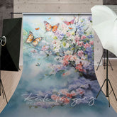 Lofaris Spring Colorful Floral Butterflies Sweep Backdrop