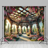 Lofaris Spring Colorful Floral Gazeb Wedding Photo Backdrop