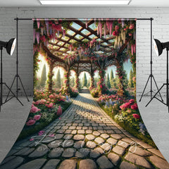 Lofaris Spring Colorful Floral Gazebo Wedding Sweep Backdrop