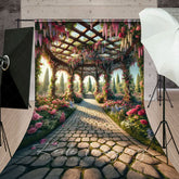 Lofaris Spring Colorful Floral Gazebo Wedding Sweep Backdrop