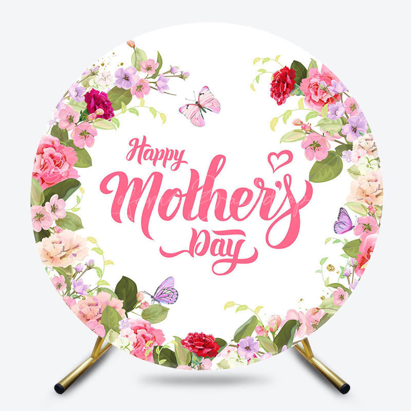 Lofaris Spring Colorful Floral Round Mothers Day Backdrop