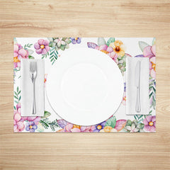 Lofaris Spring Colorful Floral Unicorn Set of 4 Placemats