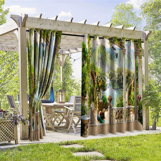 Lofaris Spring Courtyard Waterproof Printed Outdoor Curtains