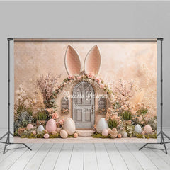 Lofaris Spring Easter Bunny Ears Combo Set Backdrop Floral Arch Door Pastel Eggs Photography Background