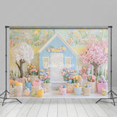 Lofaris Spring Fairy Colorful Floral House Easter Backdrop