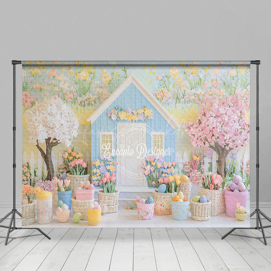 Lofaris Spring Fairy Colorful Floral House Easter Backdrop