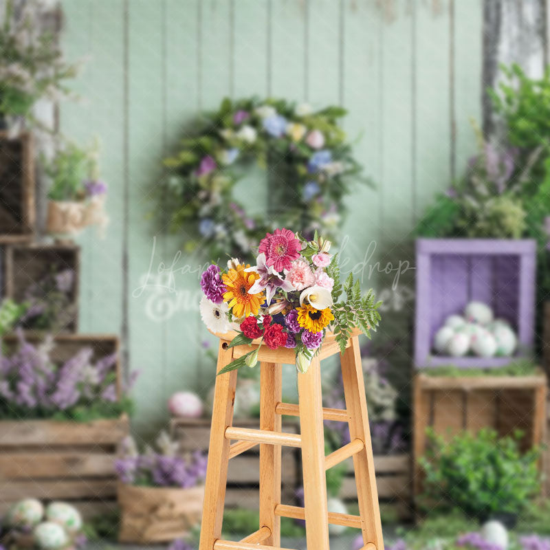 Lofaris Spring Festival Easter Purple Flower Egg Backdrop