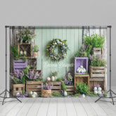 Lofaris Spring Festival Easter Purple Flower Egg Backdrop