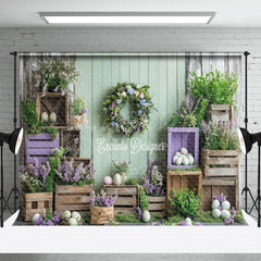 Lofaris Spring Festival Easter Purple Flower Egg Backdrop