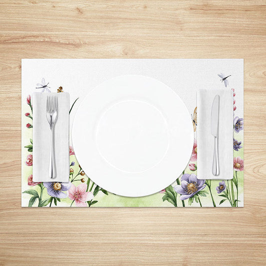 Lofaris Spring Floral and Butterfly Dining Set of 4 Placemats for Garden Party Easter Holiday Kitchen Decor