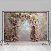 Lofaris Spring Floral Arch Backdrop Pink and Purple Flower Decor Enchanted Garden Wedding Photo Prop