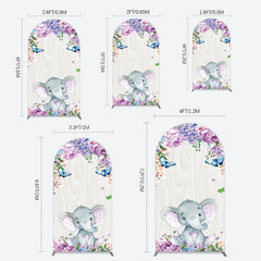 Lofaris Spring Floral Butterfly Baby Elephant Arch Backdrop