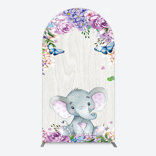 Lofaris Spring Floral Butterfly Baby Elephant Arch Backdrop