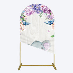 Lofaris Spring Floral Butterfly Baby Elephant Arch Backdrop