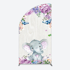 Lofaris Spring Floral Butterfly Baby Elephant Half Moon Arch Backdrop