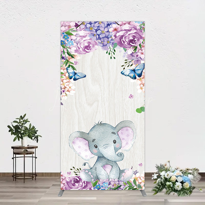 Lofaris Spring Floral Butterfly Baby Elephant Rectangle Backdrop