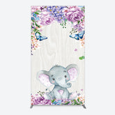 Lofaris Spring Floral Butterfly Baby Elephant Rectangle Backdrop