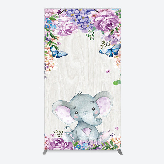 Lofaris Spring Floral Butterfly Baby Elephant Rectangle Backdrop