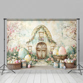 Lofaris Spring Floral Egg House Wall Easter Photo Backdrop