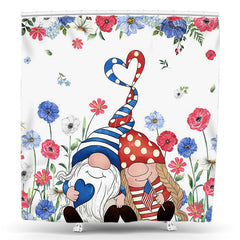 Lofaris Spring Floral Gnome Independence Day Shower Curtain