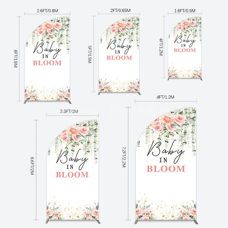 Lofaris Spring Floral Greenery Baby In Bloom Half Moon Arch Backdrop