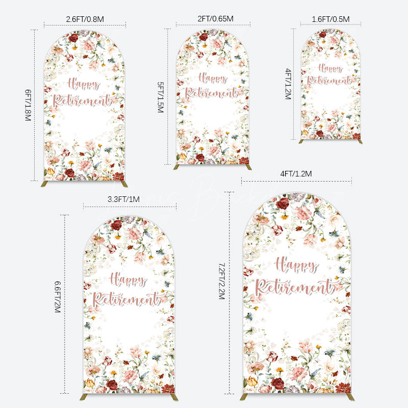 Lofaris Spring Floral Greenery Happy Retirement Arch Backdrop